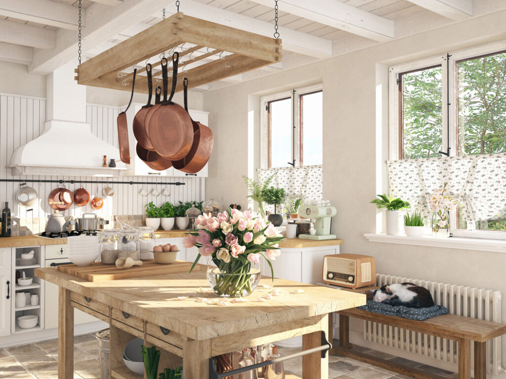shutterstock_1058293283-2 An image of a vintage kitchen with pink roses on the table
